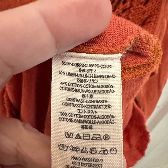 FREE PEOPLE Woman Crochet back bohemian shabby chic cotton long sleeve tunic M - Picture 8 of 15